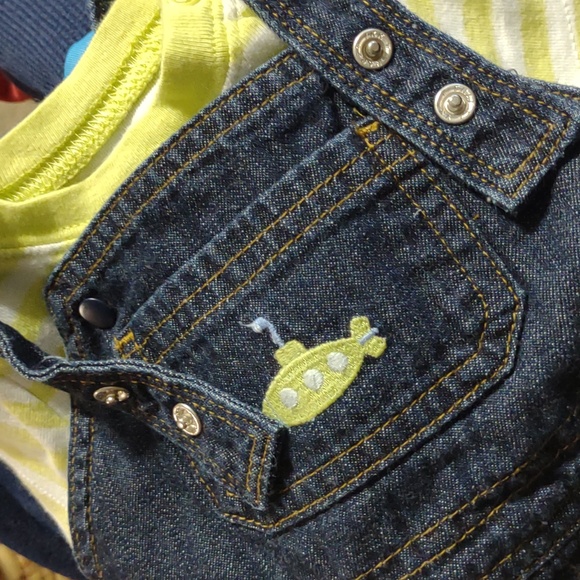 Carters Just One You 9 M 2 pc denim shortall onesie tee shirt overall bibs - Picture 7 of 7